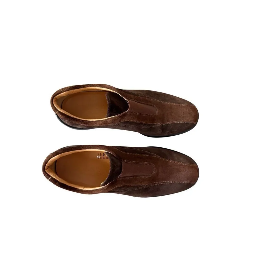 Tod's Mens Brown Suede Elastic Front Panel Slip On Flat Loafer Shoes Size 8.5